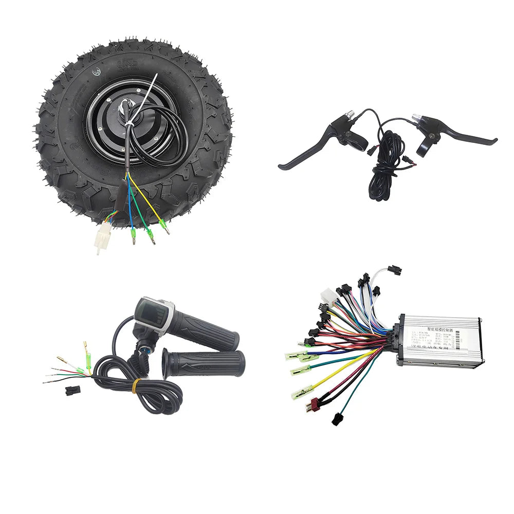 High Torque Wheelbarrow 24V 36V 48V 350W 500W Electric Brushless Motor Kit 14.5Inch Off-Road Tires