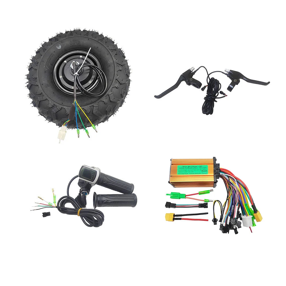 High Torque Wheelbarrow 24V 36V 48V 350W 500W Electric Brushless Motor Kit 14.5Inch Off-Road Tires