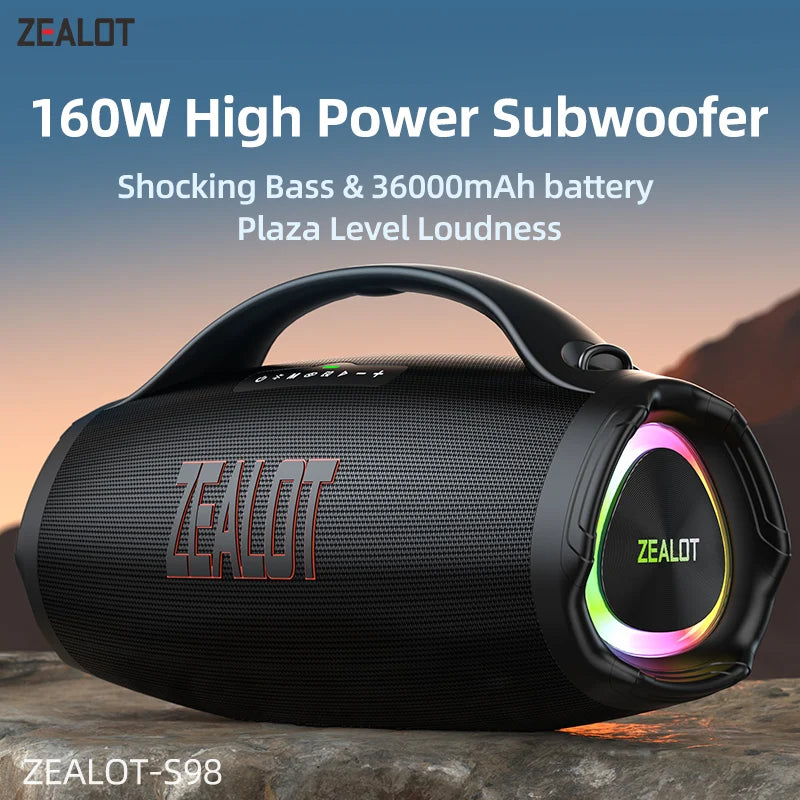 -S98 160W Portable Bluetooth Speaker High Volume Waterproof 36000Mah Wireless TWS Subwoofer Suporrt USB/TF/AUX RGB Light