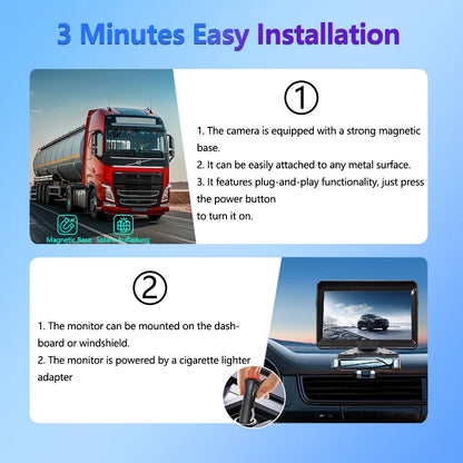 10.1 Inch Touch Monitor Truck Camper DVR Recorder RV Digital Wireless Backup Camera System Wireless Solar Magnet BSD Cameras