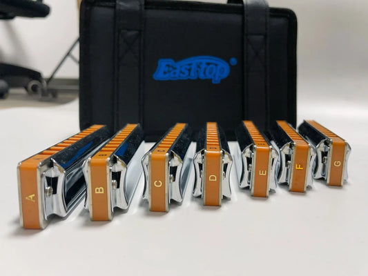 EASTTOP T008S-7 Diatonic Harmonica Set 10 Holes Blues Harp Diatonic Mouth Organ Harmonica Set a B C D E F G Key