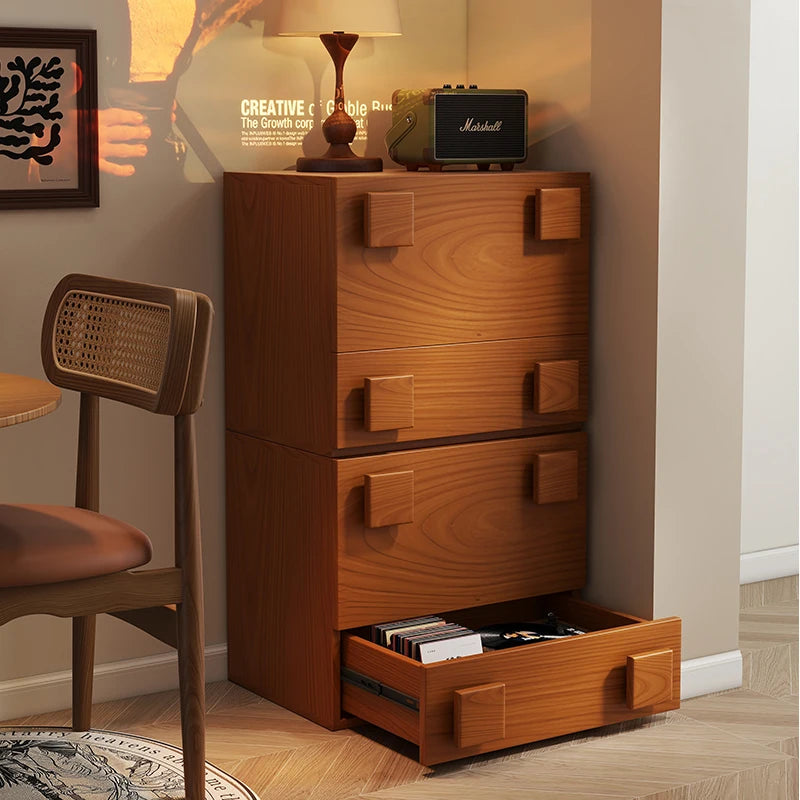 Retro Style Solid Wood Carmen Cabinet, Living Room TV Cabinet, Medieval Double-Layer Storage Cabinet, Bedroom Bedside Table