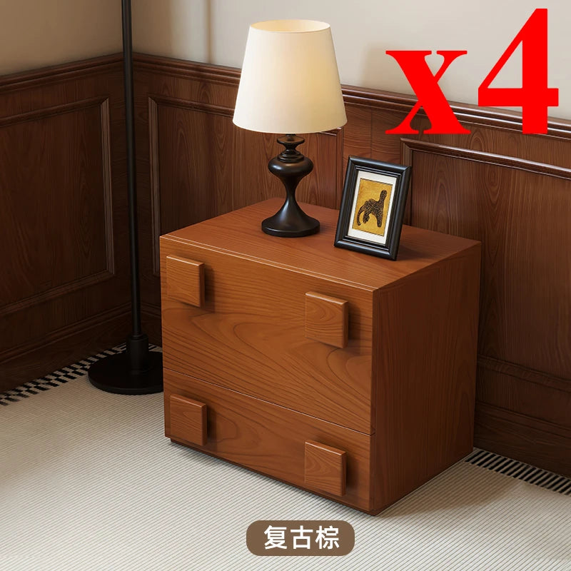 Retro Style Solid Wood Carmen Cabinet, Living Room TV Cabinet, Medieval Double-Layer Storage Cabinet, Bedroom Bedside Table