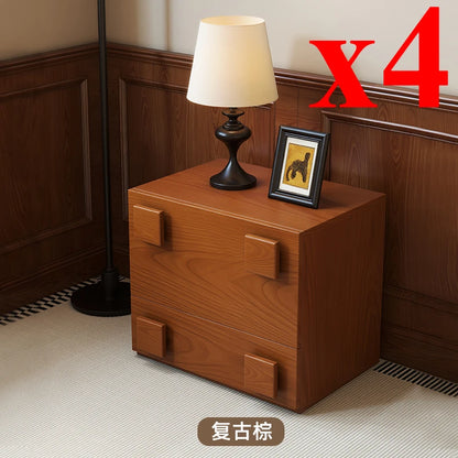 Retro Style Solid Wood Carmen Cabinet, Living Room TV Cabinet, Medieval Double-Layer Storage Cabinet, Bedroom Bedside Table