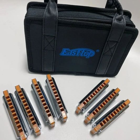 EASTTOP T008S-7 Diatonic Harmonica Set 10 Holes Blues Harp Diatonic Mouth Organ Harmonica Set a B C D E F G Key