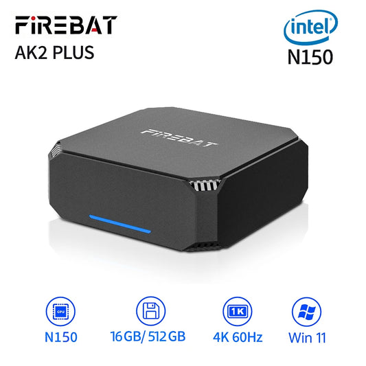 FIREBAT AK2 plus Minipc  N150 N100 Dual Band Wifi5 BT4.2 16GB 512GB Desktop Gaming Computer Mini PC Gamer