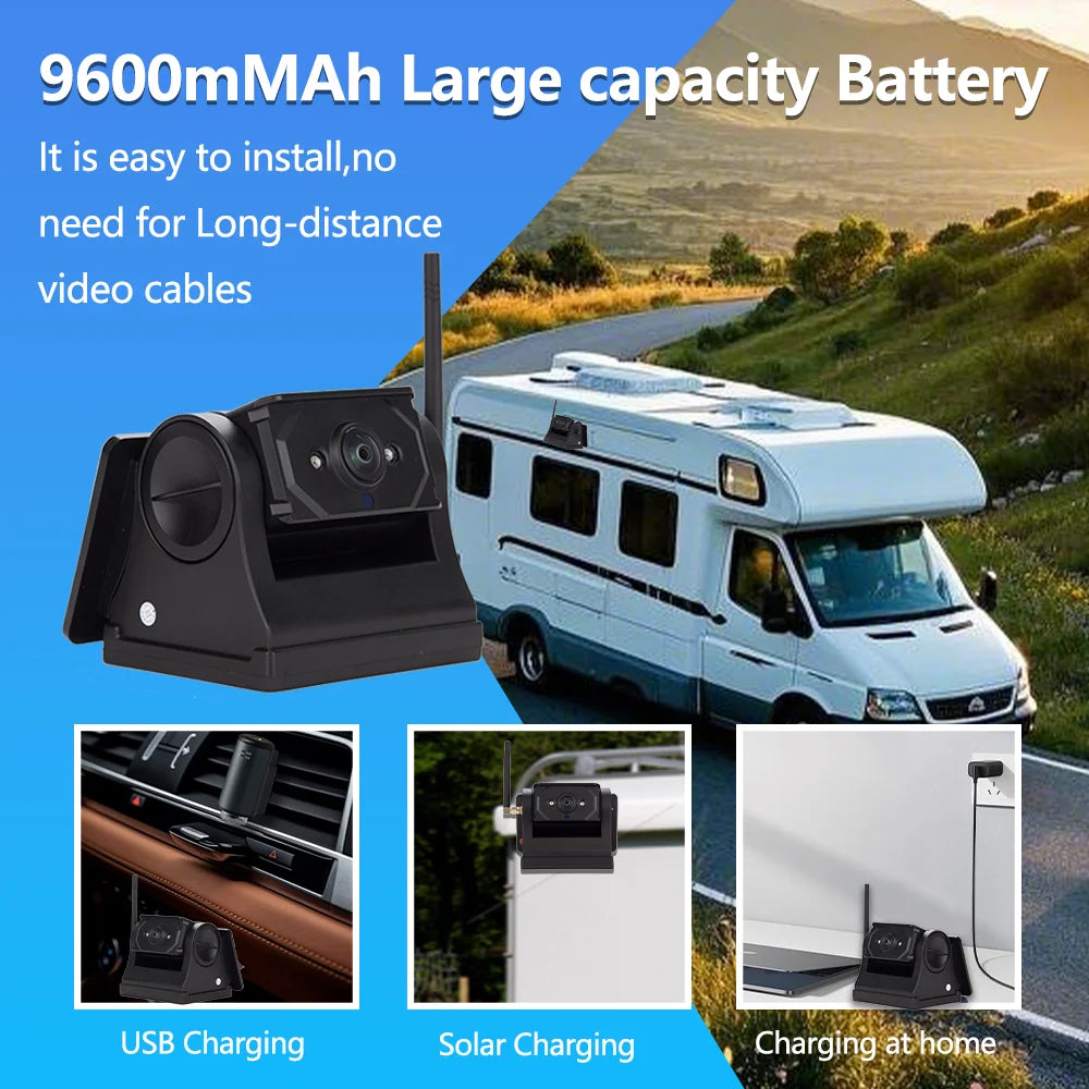 10.1 Inch Touch Monitor Truck Camper DVR Recorder RV Digital Wireless Backup Camera System Wireless Solar Magnet BSD Cameras