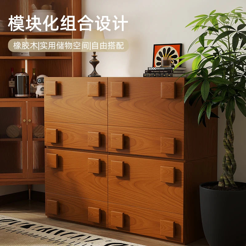 Retro Style Solid Wood Carmen Cabinet, Living Room TV Cabinet, Medieval Double-Layer Storage Cabinet, Bedroom Bedside Table