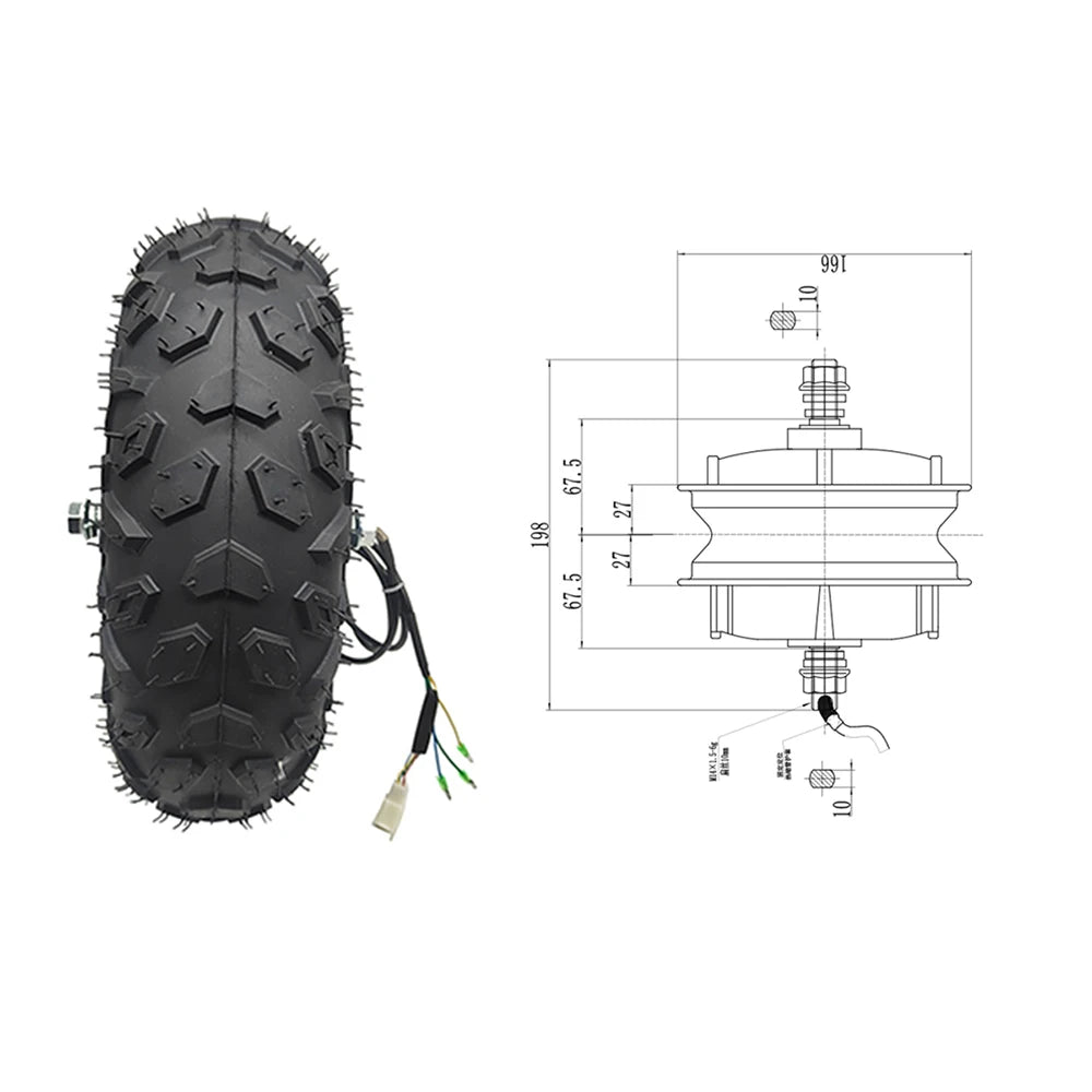 High Torque Wheelbarrow 24V 36V 48V 350W 500W Electric Brushless Motor Kit 14.5Inch Off-Road Tires