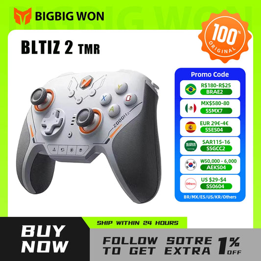 BIGBIGWON Blitz 2 TMR Star Flash Wireless Bluetooth Gamepads Somatosensory Controllers 2000HZ for NS PC Steam Game Customized