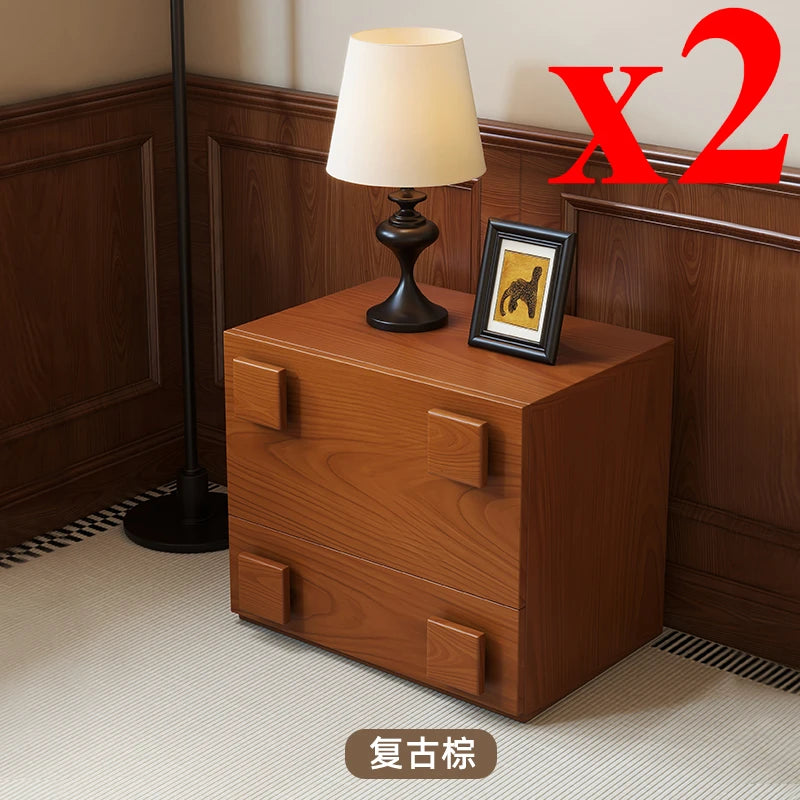 Retro Style Solid Wood Carmen Cabinet, Living Room TV Cabinet, Medieval Double-Layer Storage Cabinet, Bedroom Bedside Table
