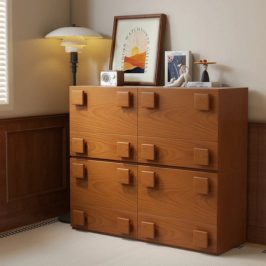 Retro Style Solid Wood Carmen Cabinet, Living Room TV Cabinet, Medieval Double-Layer Storage Cabinet, Bedroom Bedside Table