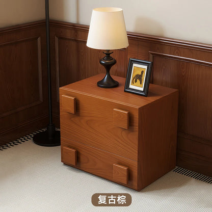 Retro Style Solid Wood Carmen Cabinet, Living Room TV Cabinet, Medieval Double-Layer Storage Cabinet, Bedroom Bedside Table