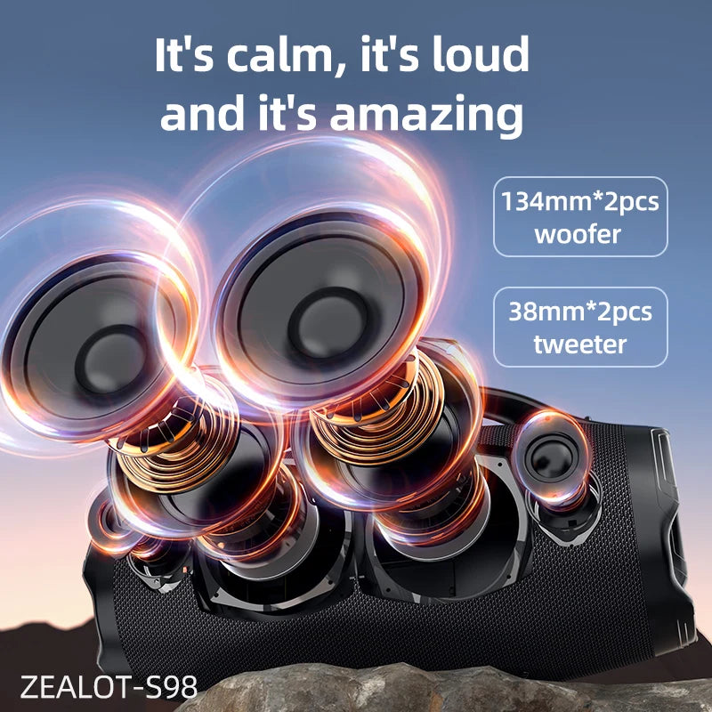 -S98 160W Portable Bluetooth Speaker High Volume Waterproof 36000Mah Wireless TWS Subwoofer Suporrt USB/TF/AUX RGB Light